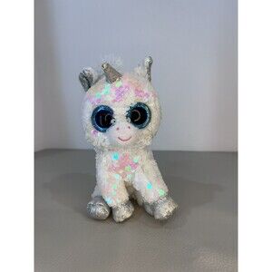 6" Ty Beanie Boos Plush Toy Unicorn White DIAMOND Blue Glitter Eyes 2018